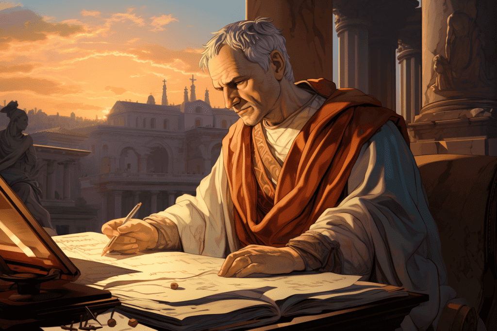 Cicero writing his famous scroll